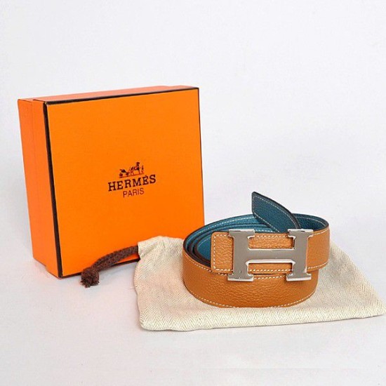 Replica Hermes bovina giugulare Vene In Blu H Belt HR1010B Argento