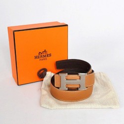 Replica Hermes Marrone bovino giugulare Vene Cintura HR1008B Argento
