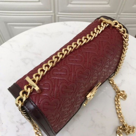 Replica Borsa TB piccola in pelle di agnello con monogramma trapuntato rossa