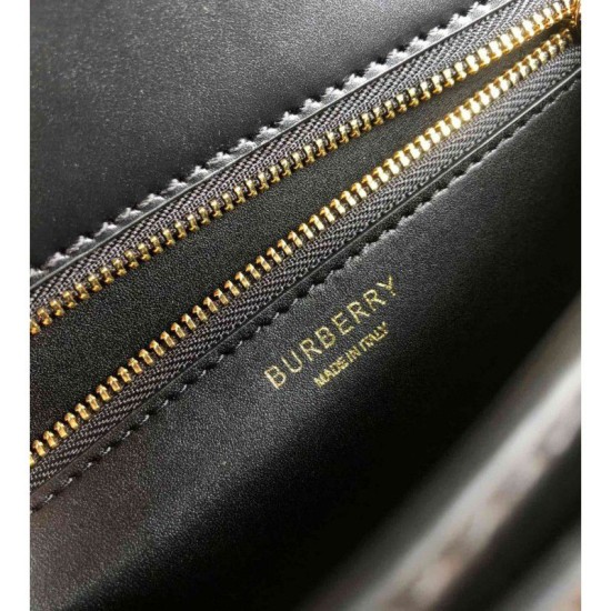 Replica Borsa TB piccola in pelle di agnello con monogramma trapuntato nera