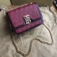 Replica Borsa TB piccola in pelle di agnello con monogramma trapuntato rossa