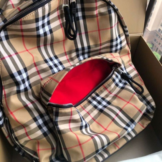 Replica Zaino in nylon con motivo Vintage check marrone