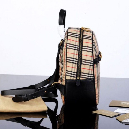 Replica Zaino piccolo in nylon con motivo Vintage check marrone