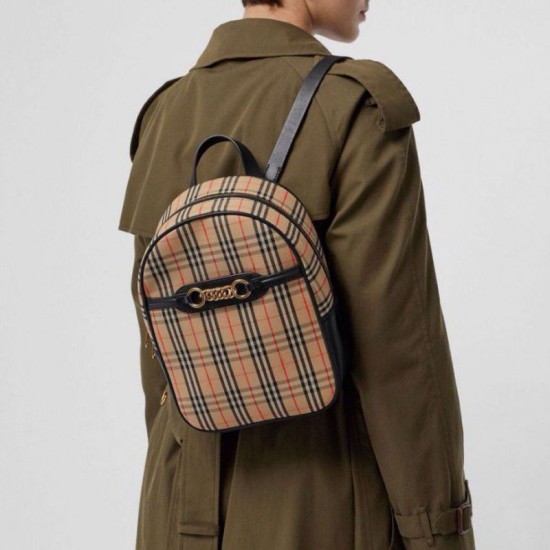 Replica Zaino piccolo in nylon con motivo Vintage check marrone