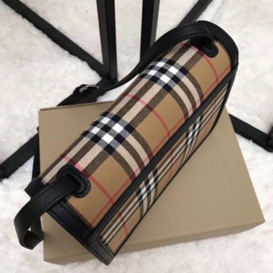 Replica Borsa a tracolla a quadri vintage nera