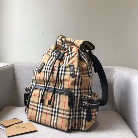 Replica Zaino Medium Men con motivo Vintage check e banda con icona