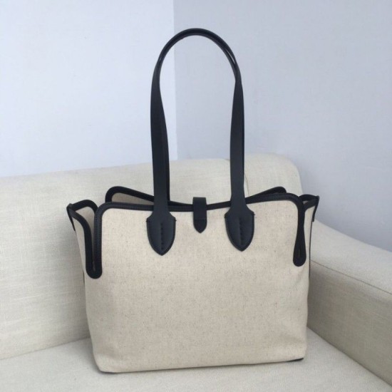 Replica Borsa Horseferry Tote in tela stampa logo Nero