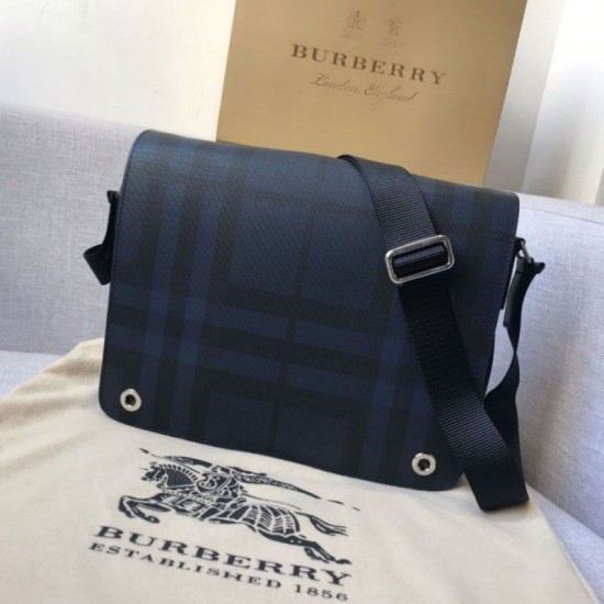 Replica London Check Uomo Borsa a tracolla Messenger Blu