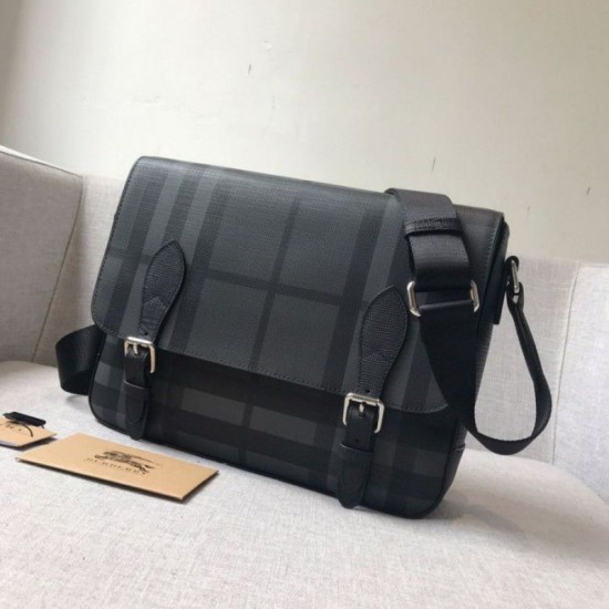 Replica Borsa a tracolla da uomo London Check nera