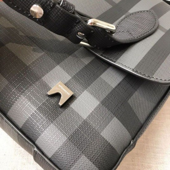 Replica Borsa a tracolla da uomo London Check nera