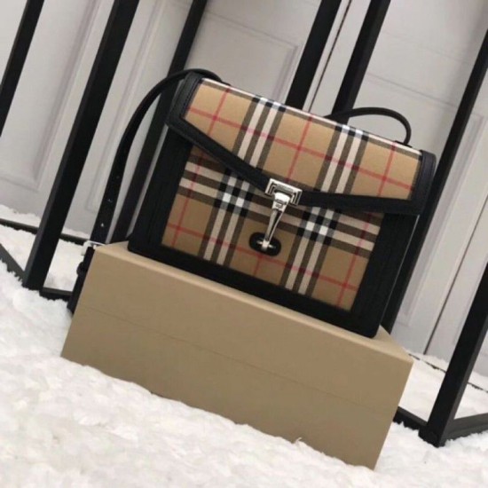 Replica Borsa a tracolla a quadri vintage nera