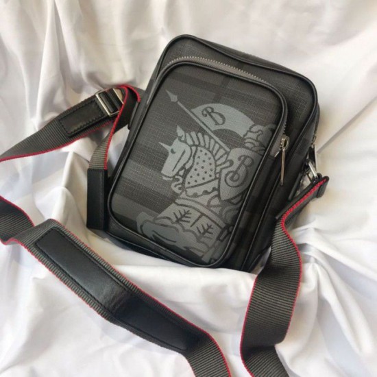 Replica Borsa a tracolla Small London Check nera