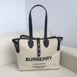Replica Borsa Horseferry Tote in tela stampa logo Nero