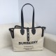 Replica Borsa Horseferry Tote in tela stampa logo Nero