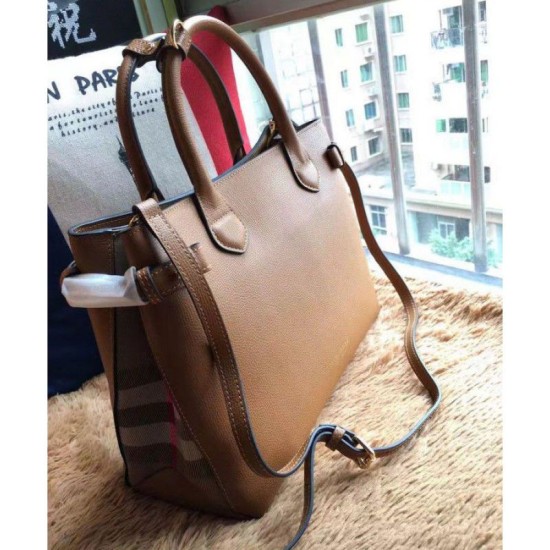 Replica Medium Banner House Check Tote Coffee