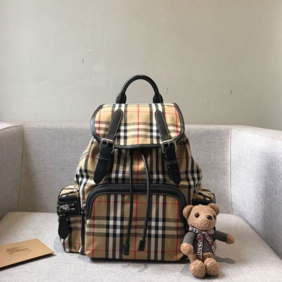 Replica Zaino Medium da donna con motivo Vintage check e banda con icona