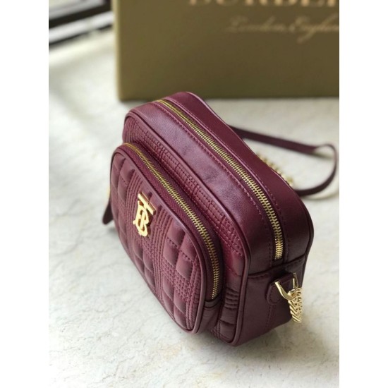 Replica Burberry Borsa per fotocamera trapuntata piccola Claret