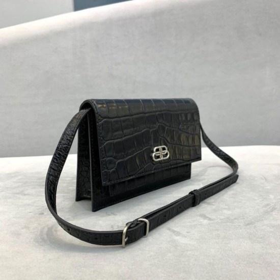 Replica Balenciaga Sharp XS Marsupio vitello lucida goffrata coccodrillo