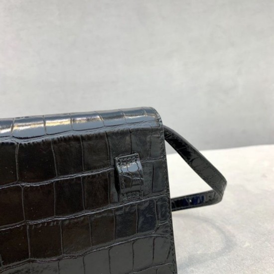 Replica Balenciaga Sharp XS Marsupio vitello lucida goffrata coccodrillo