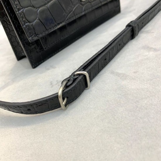 Replica Balenciaga Sharp XS Marsupio vitello lucida goffrata coccodrillo