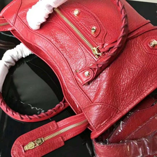 Replica Balenciaga Classic Metallic Edge City Pelle di agnello crepe sacca rossa