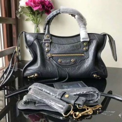 Replica Borsa a cremagliera Balenciaga Classic Metallic Edge City agnello