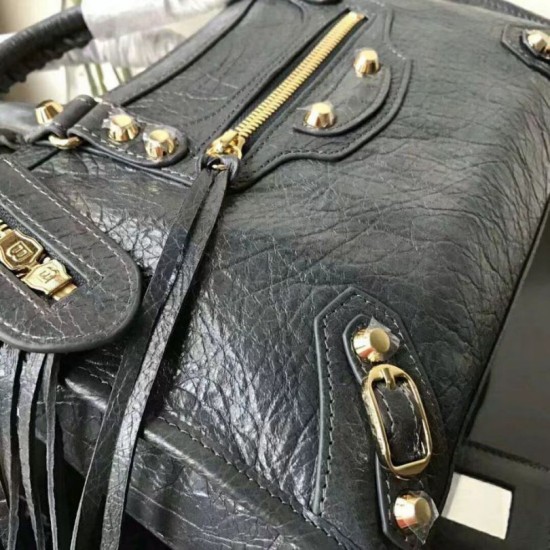 Replica Borsa a cremagliera Balenciaga Classic Metallic Edge City agnello