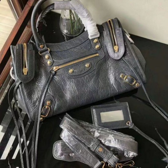 Replica Borsa a cremagliera Balenciaga Classic Metallic Edge City agnello