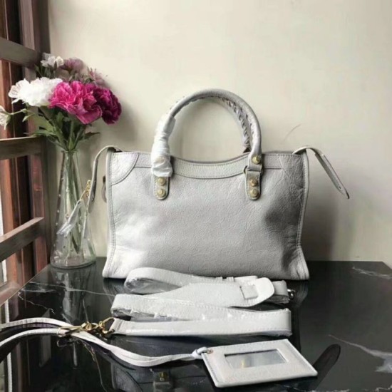 Replica Balenciaga Classic Metallic Edge City Borsa agnello con fessure per sabbiatura Beige