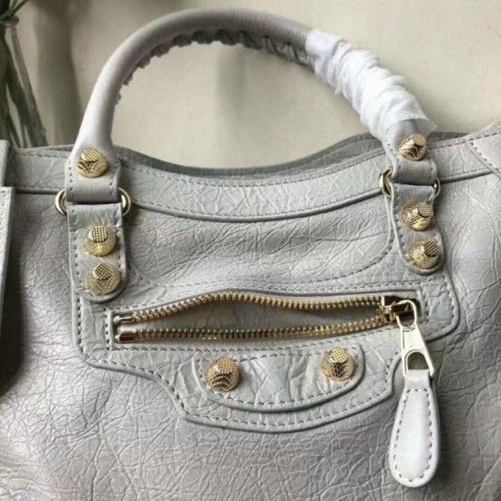 Replica Balenciaga Classic Metallic Edge City Borsa agnello con fessure per sabbiatura Beige