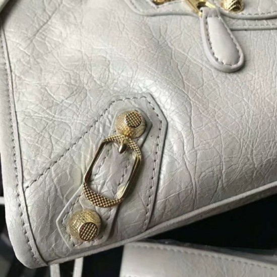 Replica Balenciaga Classic Metallic Edge City Borsa agnello con fessure per sabbiatura Beige