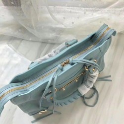 Replica Borsa Balenciaga Classic Metallic Edge City agnello azzurra