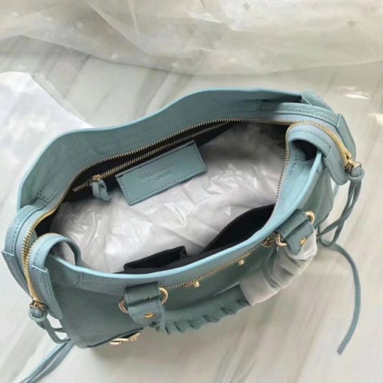 Replica Borsa Balenciaga Classic Metallic Edge City agnello azzurra