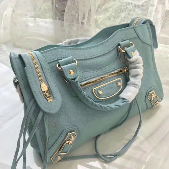 Replica Borsa Balenciaga Classic Metallic Edge City agnello azzurra