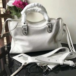 Replica Borsa Balenciaga Classic Metallic Edge City agnello bianca