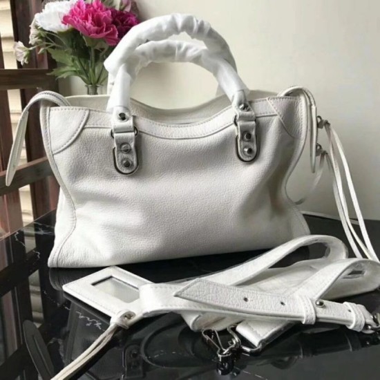 Replica Borsa Balenciaga Classic Metallic Edge City agnello bianca
