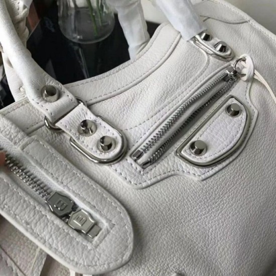 Replica Borsa Balenciaga Classic Metallic Edge City agnello bianca