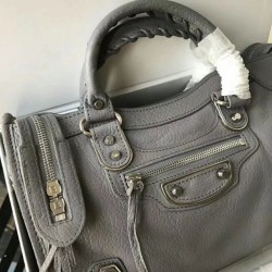 Replica Borsa Balenciaga Classic Metallic Edge City agnello grigia