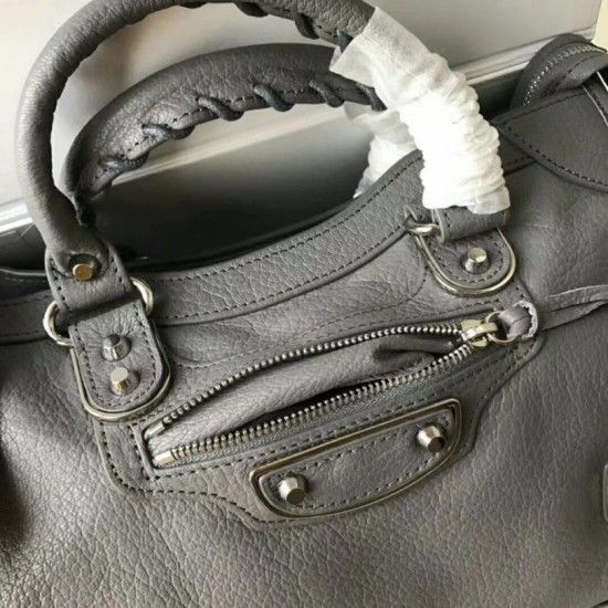 Replica Borsa Balenciaga Classic Metallic Edge City agnello grigia