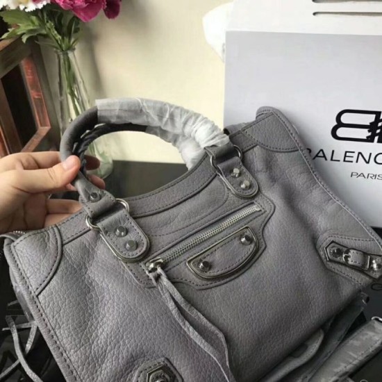 Replica Borsa Balenciaga Classic Metallic Edge City agnello grigia
