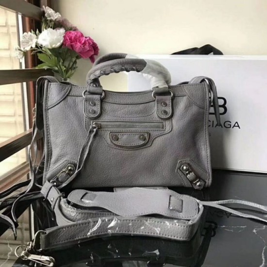 Replica Borsa Balenciaga Classic Metallic Edge City agnello grigia