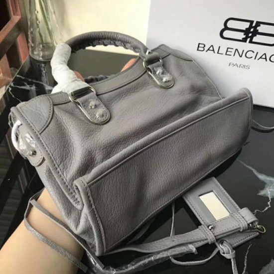 Replica Borsa Balenciaga Classic Metallic Edge City agnello grigia