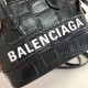 Replica Borsa a tracolla Balenciaga Ville XXS in pelle stampata coccodrillo nera