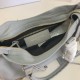 Replica Borsa da città Balenciaga Classic con bordo metallizzato azzurro