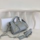 Replica Borsa da città Balenciaga Classic con bordo metallizzato azzurro