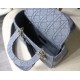 Replica Borsa a spalla ricamata Christian Dior Medium Lady D-Lite blu