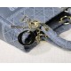 Replica Borsa a spalla ricamata Christian Dior Medium Lady D-Lite blu