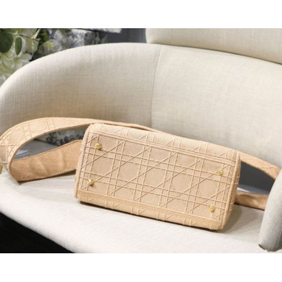 Replica Borsa a spalla ricamata Christian Dior Medium Lady D-Lite albicocca Replica Borsa a spalla ricamata Christian Dior Medium Lady D-Lite albicocca