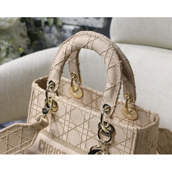 Replica Borsa a spalla ricamata Christian Dior Medium Lady D-Lite albicocca Replica Borsa a spalla ricamata Christian Dior Medium Lady D-Lite albicocca