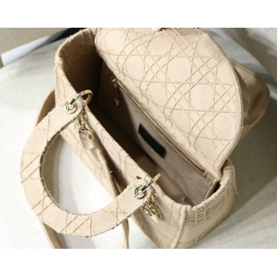 Replica Borsa a spalla ricamata Christian Dior Medium Lady D-Lite albicocca Replica Borsa a spalla ricamata Christian Dior Medium Lady D-Lite albicocca